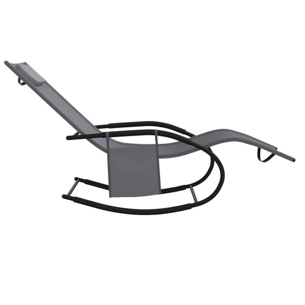 vidaXL Sun Lounger Grey Powder-Coated Steel Medium Sun Lounger