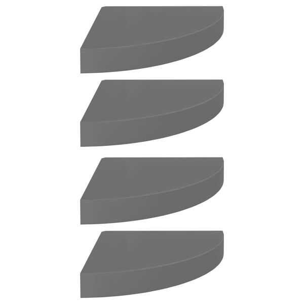 vidaXL Corner Shelf Set of 4 High gloss grey Honeycomb MDF, metal