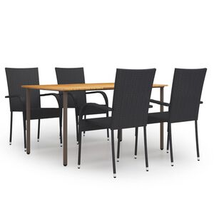 vidaXL Dining Set Black, Natural