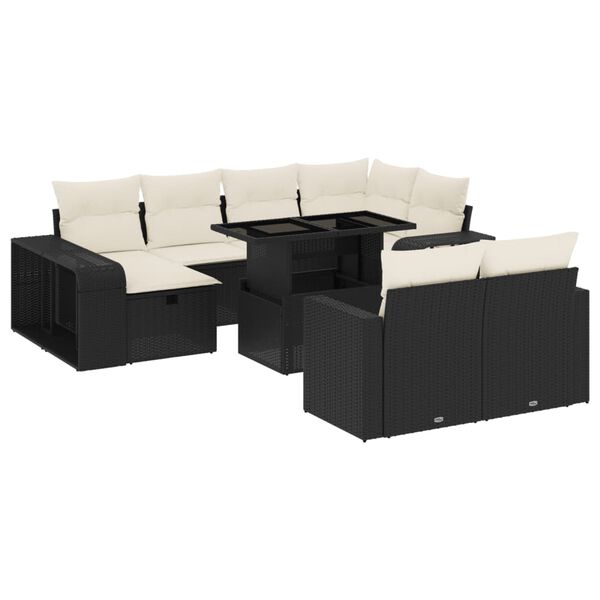 vidaXL Garden Sofa Set Black, Cream White