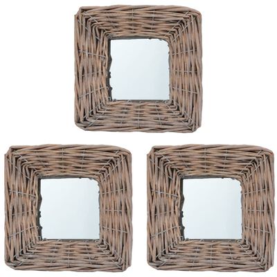 vidaXL Mirrors 3 pcs 5.9"x5.9" Wicker