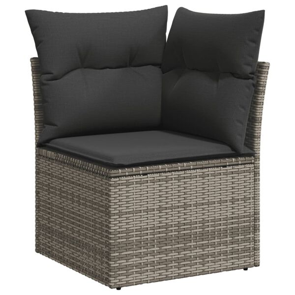 vidaXL Garden Sofa Set Grey PE rattan, powder-coated steel Large Modular