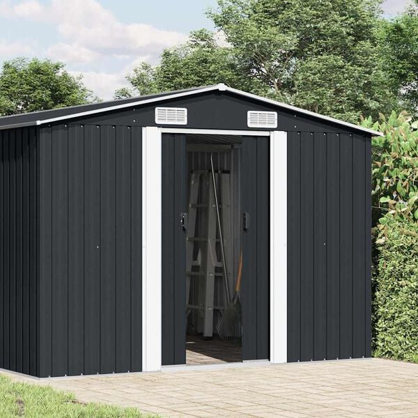vidaXL Garden Shed Anthracite Galvanized Steel Large Garden Shed