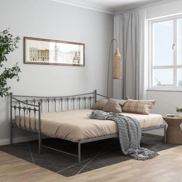 vidaXL Sofa Bed Frame Grey Powder-coated metal