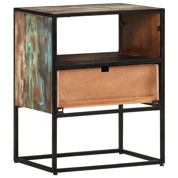 vidaXL Bed Cabinet Multicolor Recycled mixed wood and iron Bed Cabinet