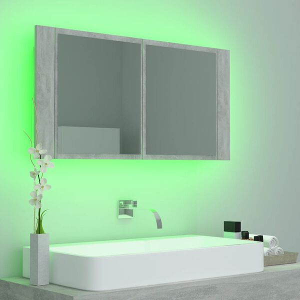 vidaXL Led Mirror Cabinet Concrete grey Engineered wood, Acrylic