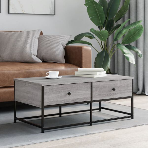 vidaXL Coffee Table Grey Sonoma Engineered wood, Metal Medium