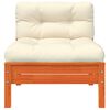vidaXL Garden Sofa Wax Brown, Cream Solid Pine Wood Large 2-Seater