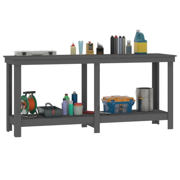 vidaXL Work Bench Grey 70.9x19.7x31.5" Solid Wood Pine