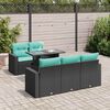 vidaXL 6 Piece Patio Sofa Set with Cushions Black Poly Rattan Acacia