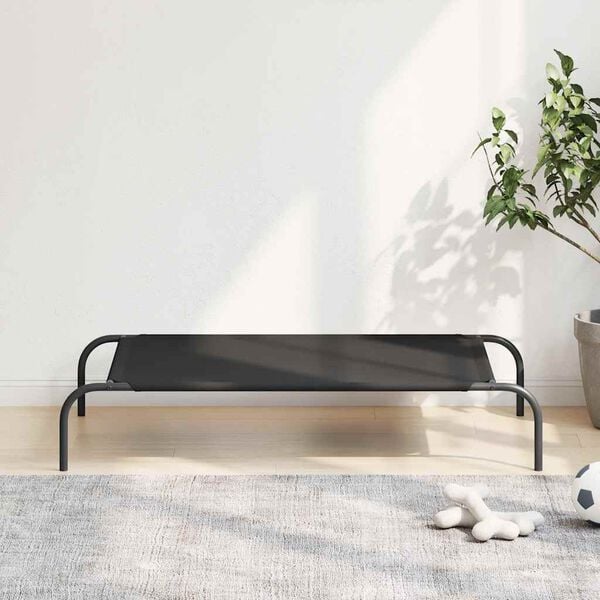 vidaXL Elevated Dog Bed Black Oxford fabric and powder-coated steel Medium