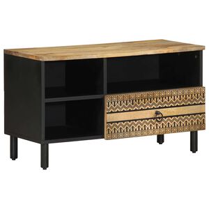 vidaXL TV Cabinet Black Solid rough mango wood, iron Medium Storage