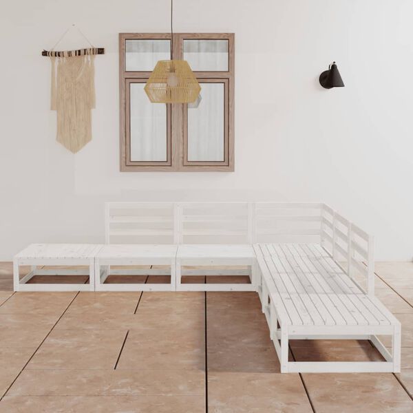 vidaXL Garden Lounge Set White Solid pinewood Large Modular