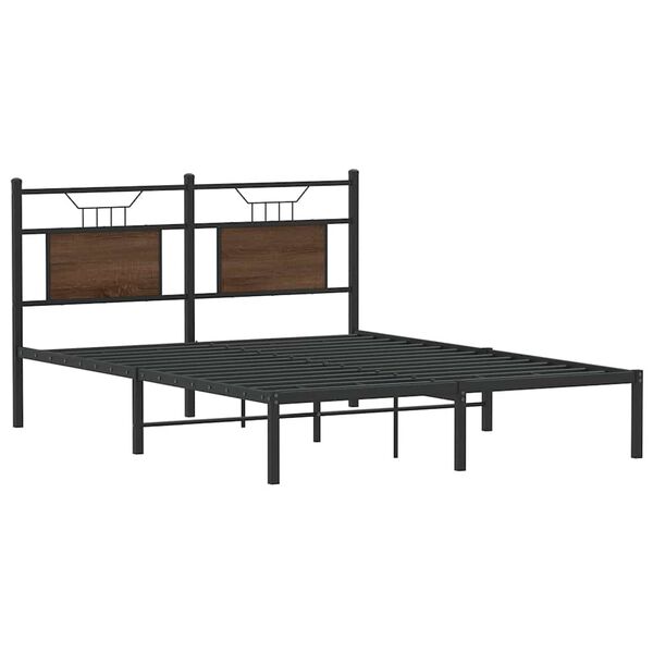vidaXL Bed Frame Smoked Oak Engineered wood and steel Double Bed Frame