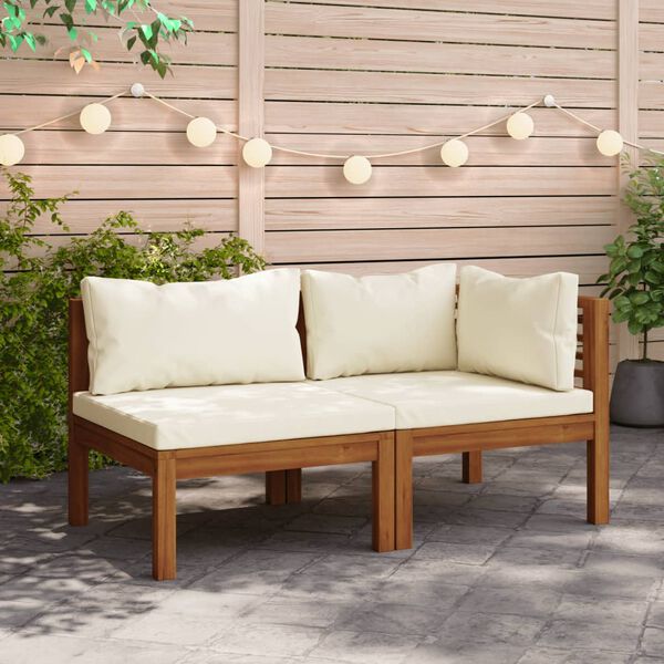 vidaXL Sofa Set Cream White Solid Acacia wood 25.6-27.6 in Modular
