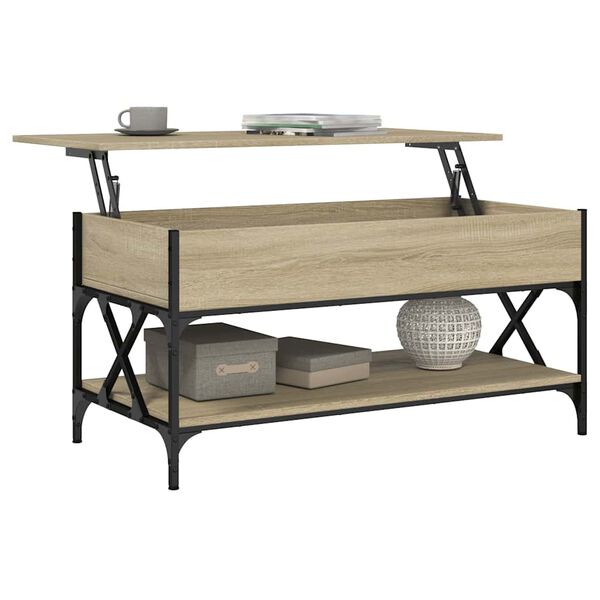vidaXL Coffee Table Sonoma Oak Engineered Wood and Metal Medium