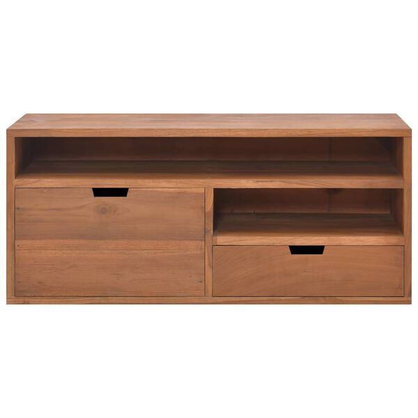 vidaXL TV Cabinet Natural Teak Solid Teak Wood 35.4 x 11.8 x 15.7 in