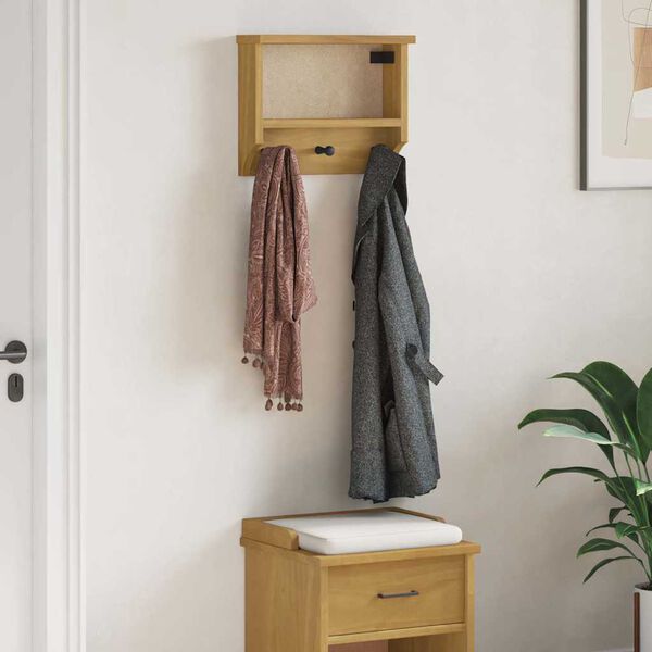 vidaXL Wall-mounted Coat Rack Walnut Solid pine wood Medium