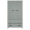 vidaXL Wardrobe Grey Solid pine wood, metal Compact Wardrobe