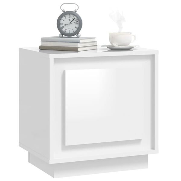 vidaXL Bedside Cabinet High gloss white Engineered wood Small