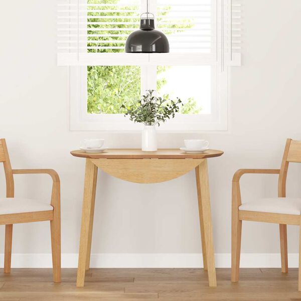 vidaXL Dining Table Natural Solid Wood Rubber