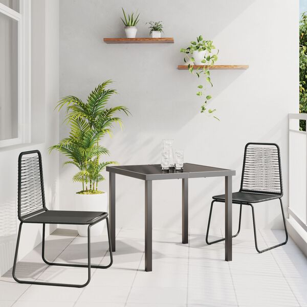 vidaXL Garden Dining Set 3 pcs Black Powder-Coated Steel