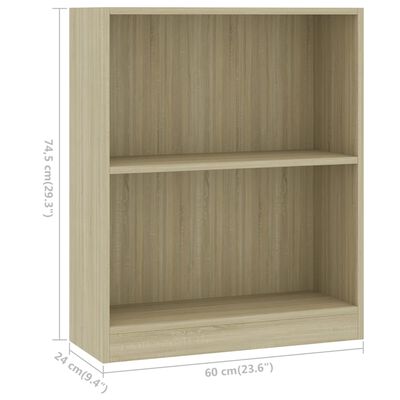 vidaXL Bookshelf Sonoma Oak 23.6"x9.4"x29.3" Engineered Wood