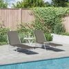 vidaXL Sunlounger Set of 2 Grey Powder-coated steel