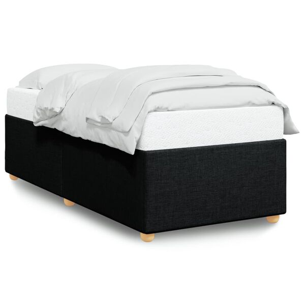 vidaXL Bed Frame Black Polyester fabric, plywood, engineered wood