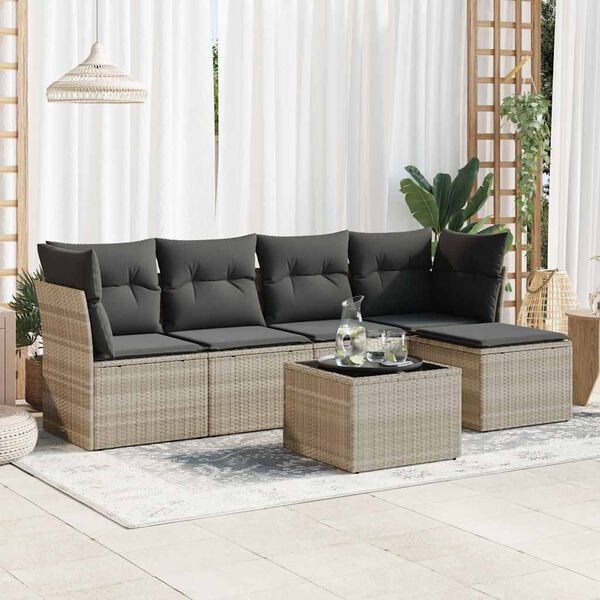 vidaXL Garden Sofa Set Light Gray, Dark Gray