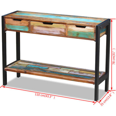vidaXL Sideboard 3 Drawers Solid Reclaimed Wood