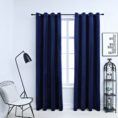 Pcs Navy Blue 54 X63 Velvet Vidaxl, Navy Blue Curtains