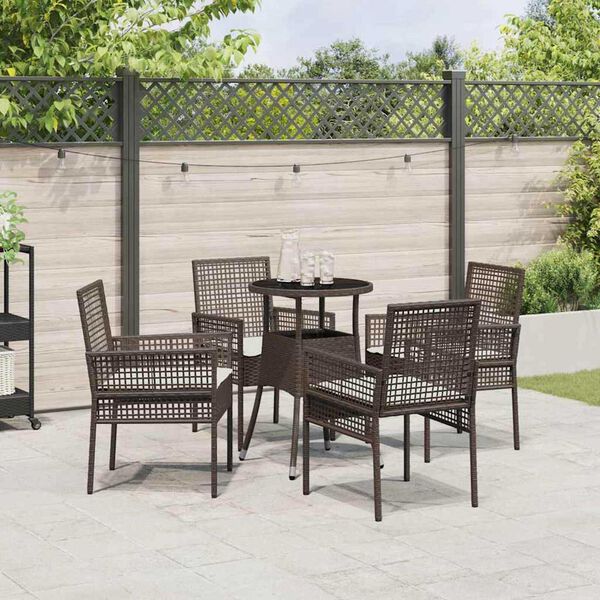 vidaXL Garden Dining Set 5 pcs Brown Poly rattan