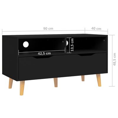 vidaXL TV Cabinet Black 35.4"x15.7"x19.1" Chipboard