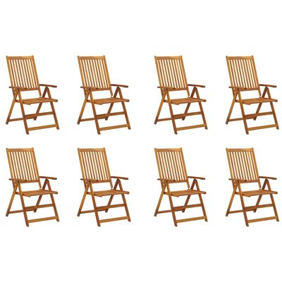 vidaXL Folding Patio Chairs with Cushions 8 pcs Solid Acacia Wood