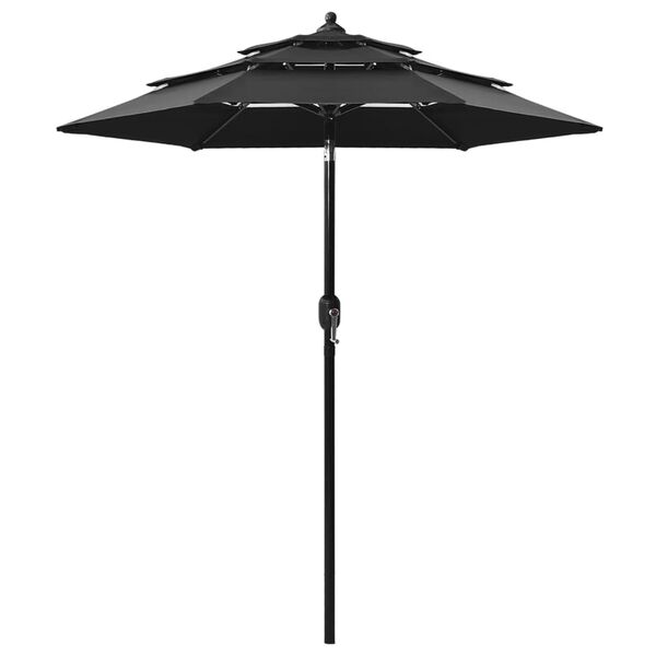 vidaXL Parasol Black Polyester, powder-coated aluminum 78.7 in diameter