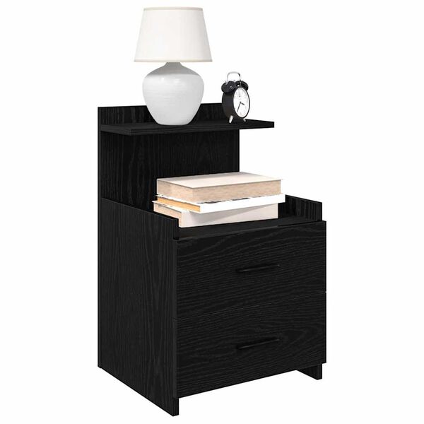 vidaXL Bedside Cabinet Black Engineered wood Medium Bedside Cabinet