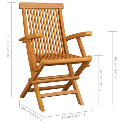 vidaXL Patio Chairs with Cream Cushions 8 pcs Solid Teak Wood