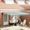 vidaXL Retractable Awning Green and white 157.48" x 118.11" Polyester