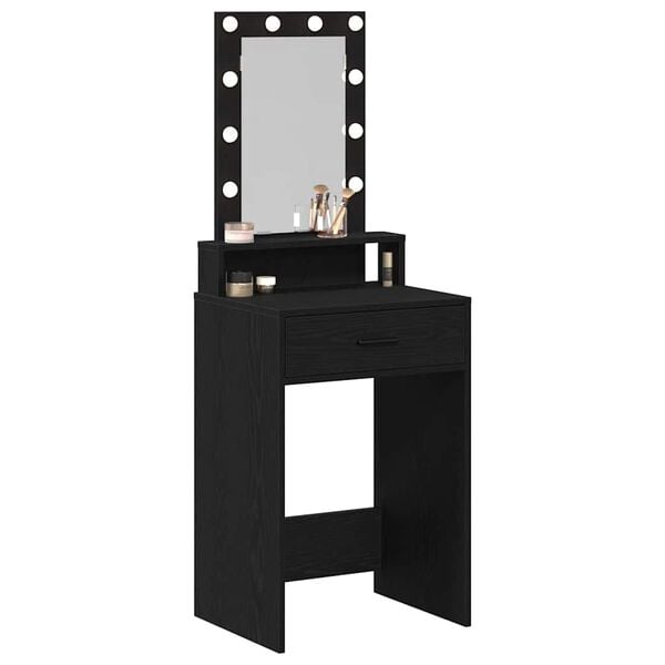 vidaXL Dressing Table Black 19.69 x 16.14 x 55.12 in Engineered Wood