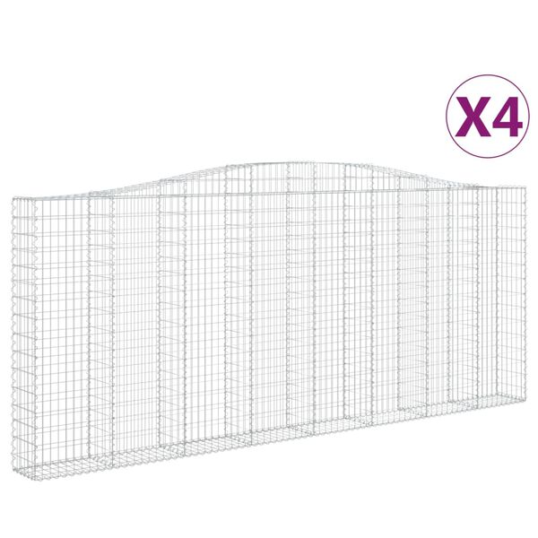 vidaXL Arched Gabion Baskets 4 pcs 157.5x11.8x160/180" Galvanised Iron