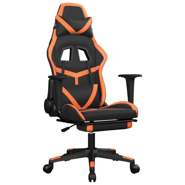 vidaXL Gaming Chair Black and Orange Faux leather, metal, plywood