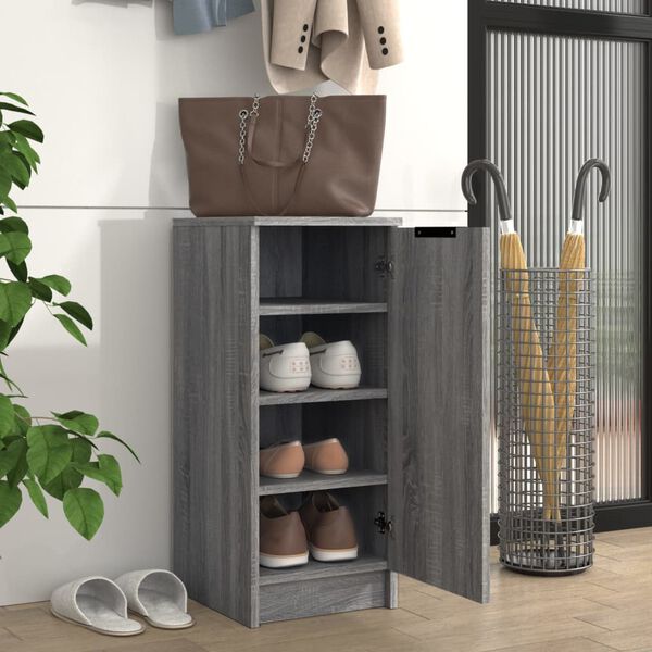 vidaXL Shoe Cabinet Grey Sonoma Engineered Wood Compact Shoe Cabinet