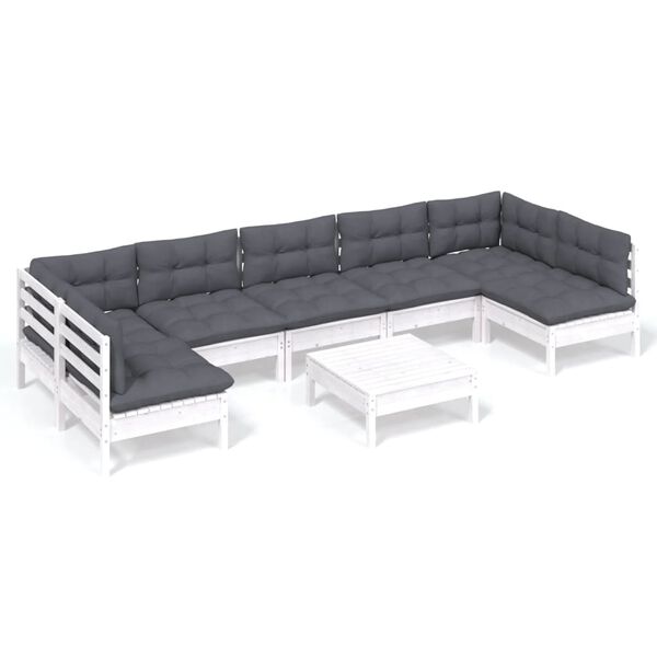 vidaXL Garden Lounge Set White, Anthracite