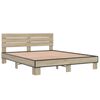 vidaXL Bed Frame Sonoma oak Engineered wood, metal King Size Modern