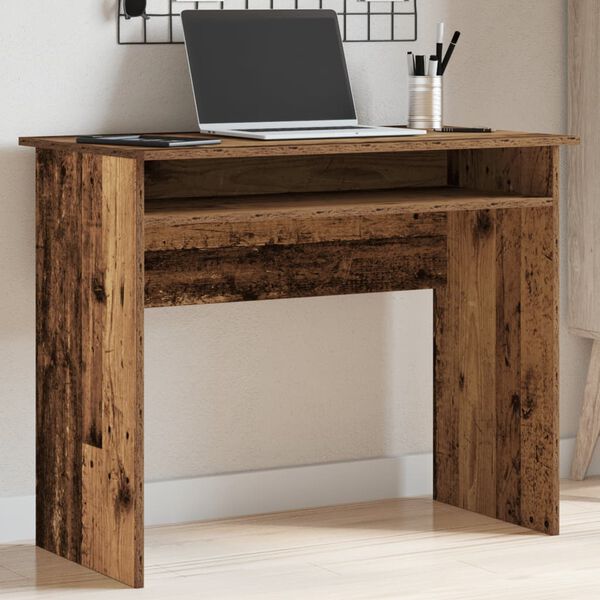 vidaXL Desk Old wood Engineered wood Medium Desk Rectangular Modern