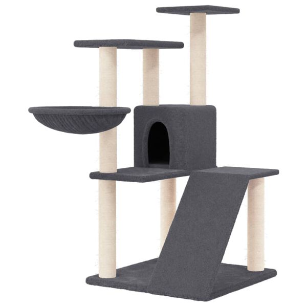 vidaXL Cat Tree Dark Grey Engineered wood, plush, sisal Cat Tree Other