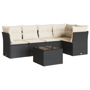 vidaXL Garden Sofa Set Black, Cream white