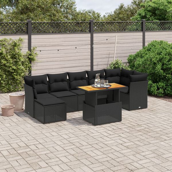 vidaXL Garden Sofa Set Black