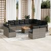 vidaXL Garden Sofa Set Grey PE Rattan Large Adjustable Armrests